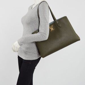Louis Vuitton Kaki Calfskin Leather Lockme Shopper Tote Bag